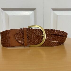 Motif 56 Wide Brown Braided Leather Belt Women’s Small